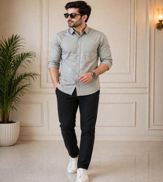 grey shirt