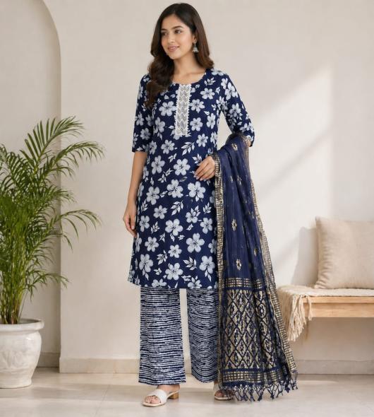 NEVY BLUE KURTI SET