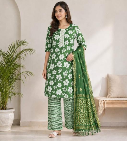 GREEN KURTI SET